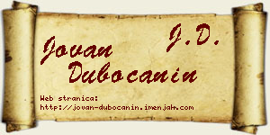 Jovan Dubočanin vizit kartica